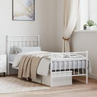 Bedframe met hoofd- en voeteneinde metaal wit 75x190 cm Bedframe met hoofd- en voeteneinde metaal wit 75x190 cm