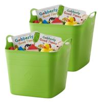 Storage solutions speelgoedmand - 2x - groen - 25 l - kunststof - 40 x 35 cm - opbergmand