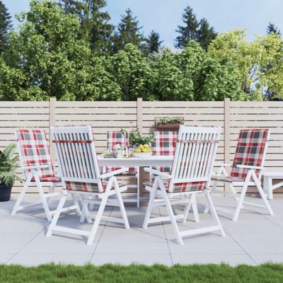 VidaXL Tuinstoelkussens 6 st 120x50x3 cm stof ruitpatroon rood