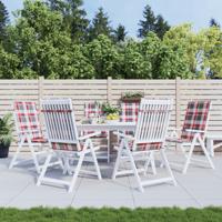 VidaXL Tuinstoelkussens 6 st 120x50x3 cm stof ruitpatroon rood