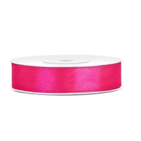 1x Donker roze satijnlint rollen 1,2 cm x 25 meter cadeaulint verpakkingsmateriaal - Cadeaulinten - thumbnail