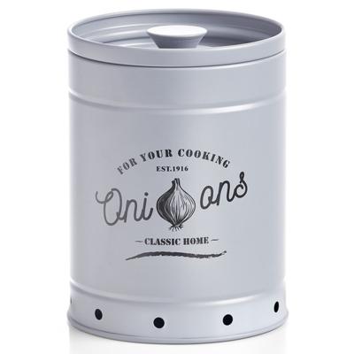 Zeller Uienbewaarbak - rond - grijs - met deksel - 3,5 liter - gaatjes voor ventilatie