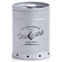 Zeller Uienbewaarbak - rond - grijs - met deksel - 3,5 liter - gaatjes voor ventilatie