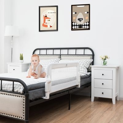 Opvouwbare Baby Bedhekje 1 Meter Veiligheid Bedhekje voor Peuters met Zacht Schuim Geschikt voor Enkele en Tweeling Bed (Wit)