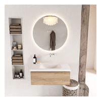 Mondiaz Bukla 80cm badmeubel kleur washed oak met 1 lade wastafel midden zonder kraangat kleur talc