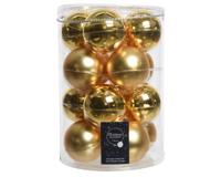 Kerstballen glas glans-mat 80mm licht goud groot - Decoris