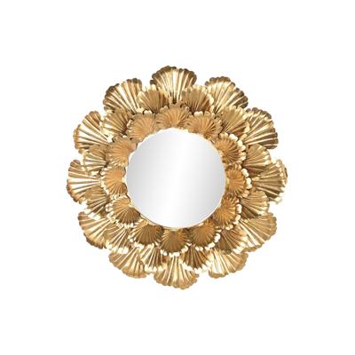 Wandspiegel Home ESPRIT Gouden Blad van een plant 76,5 x 8 x 76,5 cm