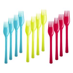 Vorken - kunststof - 12x - herbruikbaar plastic - 26 cm - BBQ / Verjaardag / Camping / Party