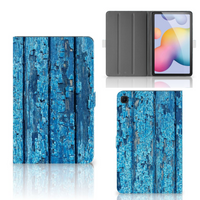 Samsung Galaxy Tab S6 Lite | S6 Lite (2022) Tablet Book Cover Wood Blue - thumbnail
