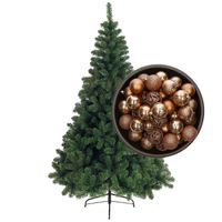 Bellatio Decorations kunst kerstboom 120 cm met kerstballen camel bruin - Kunstkerstboom - thumbnail