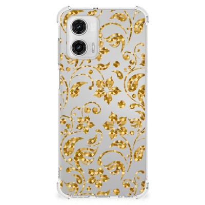 Motorola Moto G73 Case Gouden Bloemen Motorola Moto G73 Case Gouden Bloemen