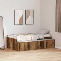Opbergbedframe met opslag Oud hout 75 x 190 cm Bewerkt hout