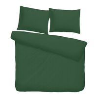 iSleep dekbedovertrek Satijnstreep - Donker Groen - 1-Persoons 140x200/220 cm - thumbnail