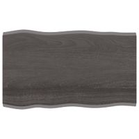 Tafelblad natuurlijke rand 100x60x2 cm eikenhout donkerbruin - thumbnail