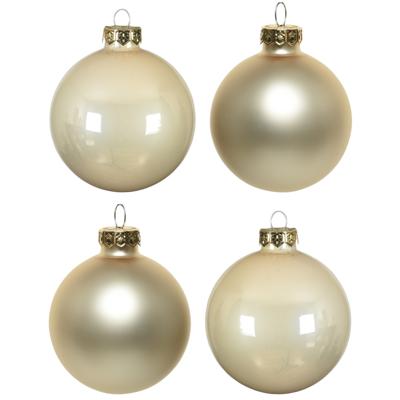 Decoris Kerstballen set - 10x - parel/champagne kleur - glas - 6 cm
