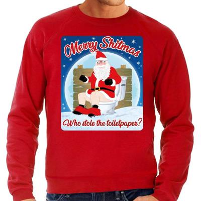 Foute Kersttrui sweater - Merry Shitmas - Who stole the toiletpaper - rood - heren - kerstkleding Foute Kersttrui sweater - Merry Shitmas - Who stole the toiletpaper - rood - heren - kerstkleding