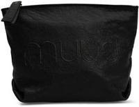 MUUD Laura Black - Handgemaakt leren make-up tas 15x22x 18cm