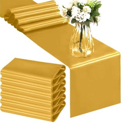 Ruhhy feest tafelloper - goud - satijn - 9 m lang - glanzend - luxe uitstraling