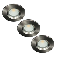 Set 3x Camilla LED spot compleet (incl. lichtbron) GU10 COB 5Watt rond NIKKEL IP65 dimbaar
