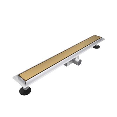 Fortifura Galeria douchegoot - 100cm - gesloten rooster - vloerflens - Geborsteld Messing PVD (Goud) SW679912/SW1075349