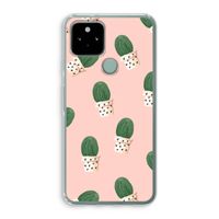 Cactusprint roze: Google Pixel 5 Transparant Hoesje