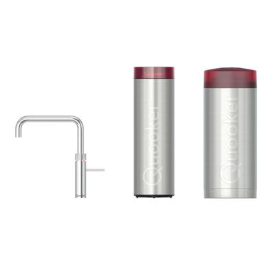 Quooker Fusion Square Keukenkraan Set - Kokend Warm- en Koud Water - Chroom - met COMBI+ Reservoir & CUBE - Direct Gekoeld Bruisend Water