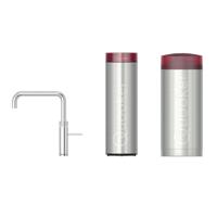 Quooker Fusion Square Keukenkraan Set - Kokend Warm- en Koud Water - Chroom - met COMBI+ Reservoir & CUBE - Direct Gekoeld Bruisend Water