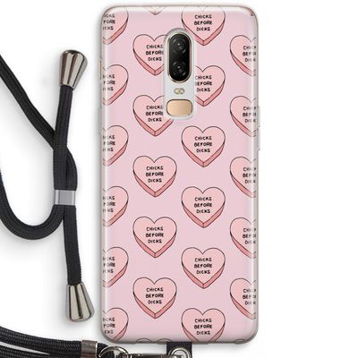 Chicks before dicks: OnePlus 6 Transparant Hoesje met koord