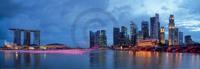 Kunstdruk Shutterstock - Panorama of Singapore 95x33cm