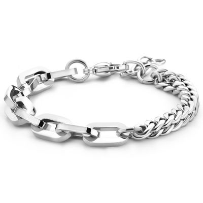 Armband Gourmet-Paperclip staal zilverkleurig 8 mm 16-19 cm