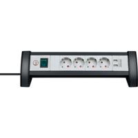 Brennenstuhl premium office-line stekkerdoos 4-voudig + 2x usb stekkerdoos (zwart/lichtgrijs, 1,8 meter)
