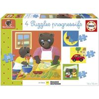 Puzzle - EDUCA - Orsetto Bruno: 4 puzzle progressivi per bambini dai 12 ai 25 pezzi per bambini di 3 anni