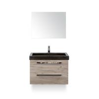 Seville Badmeubelset 80 cm - Craft Oak - Wastafel Hardsteen Wit Lucca - met Spiegel