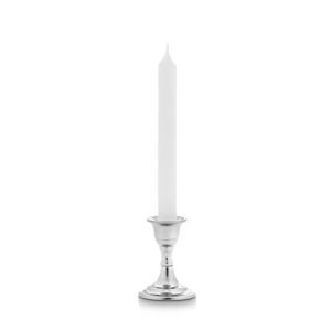 Kaarsen kandelaar van decoratief metaal - voor dinerkaarsen - zilver - D6 x H8 cm