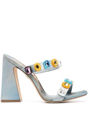 Roberto Cavalli sandales à ornements en cristal - Bleu