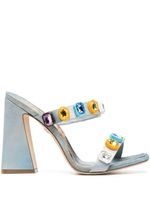 Roberto Cavalli sandales à ornements en cristal - Bleu