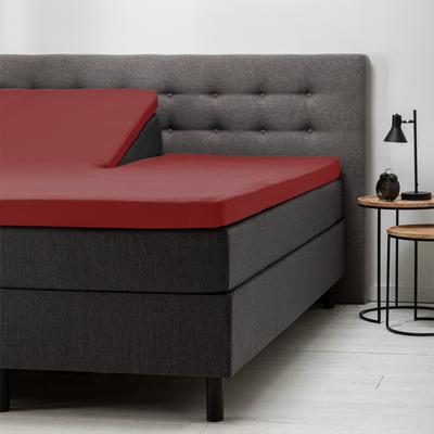 Splittopper Hoeslaken Katoen - Rood - 180x200 cm - Rood - Fresh and Co - Dekbed-Discounter.nl
