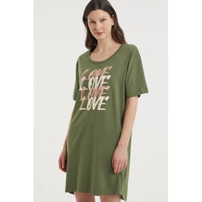 Dreamcovers nachthemd met printopdruk olijfgroen Dreamcovers nachthemd met printopdruk olijfgroen