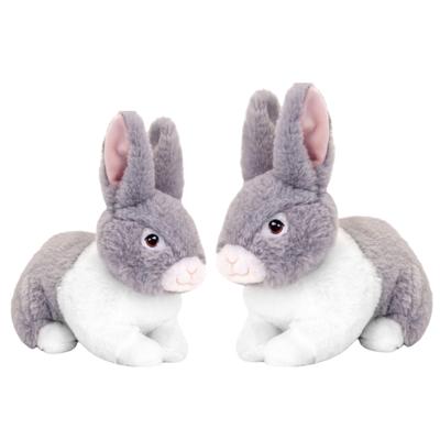 Pluche konijnen familie - grijs - moeder en kind - 25 / 18 cm - zittend - eco collectie