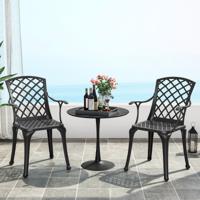 Set van 2 Multifunctionele Terrasstoelen Metalen Buiten Eetkamerstoelen Stevige Buitenfauteuil 66 x 57 x 94 cm