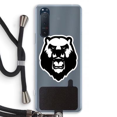 Angry Bear (white): Sony Xperia 5 II Transparant Hoesje met koord