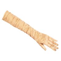 Verkleed handschoenen voor dames - lang model - polyester - goud - one size maat M/L