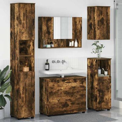Badkamermeubelset met lade 5 pcs Gerookt eiken 30 x 35 x 192 cm