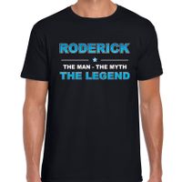 Naam cadeau t-shirt Roderick - the legend zwart voor heren