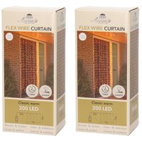 Set van 2x stuks kerstverlichting deurgordijn/gordijnverlichting met 200 lampjes warm wit 100 x 200