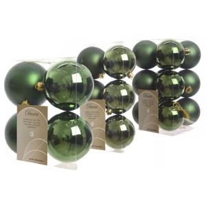 Kerstversiering kunststof kerstballen donkergroen 6-8-10 cm pakket van 22x stuks - Kerstbal