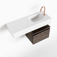 Toiletmeubel Mondiaz Andor | 80 cm | Meubelkleur Dark brown | Lex vrijhangend wastafel Talc Rechts | 1 kraangat