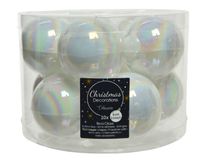 Kerstballen glas d6 cm wit/iris 10st kerst - Decoris