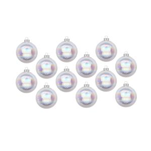 Kerstballen - 24x st - transparant parelmoer - D8 cm - glas - glans/mat