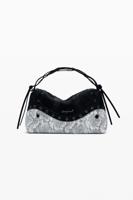 Middelgrote slangenleren tas met studs - BLACK - U